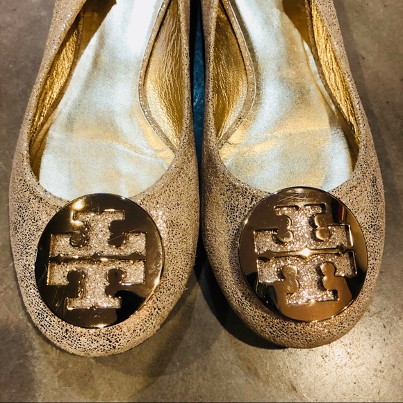 🌸SOLD🌸Tory Burch Reva Metallic Gold Ballet Flats - Picture 4 of 6